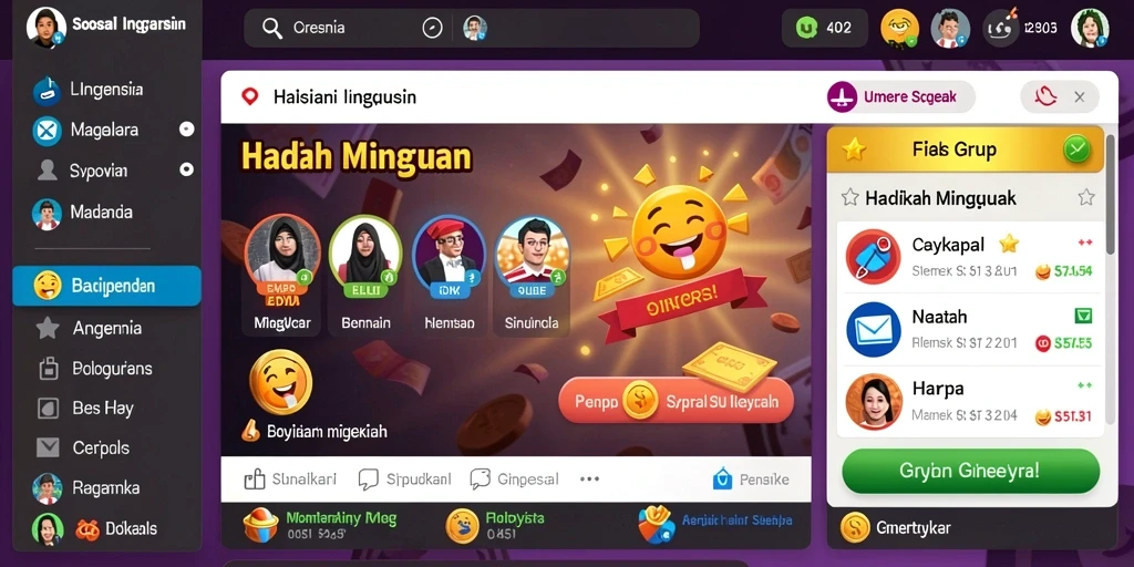 Tangkapan layar menunjukkan fitur komunitas yang memungkinkan interaksi antar pemain.